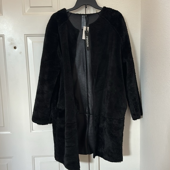 Women’s I Jeans By Buffalo Faux Leather Reversible Coat Oversized Medium - Picture 5 of 5